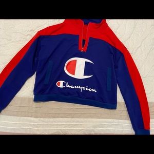 Champion Red and blue crop sweatshirt